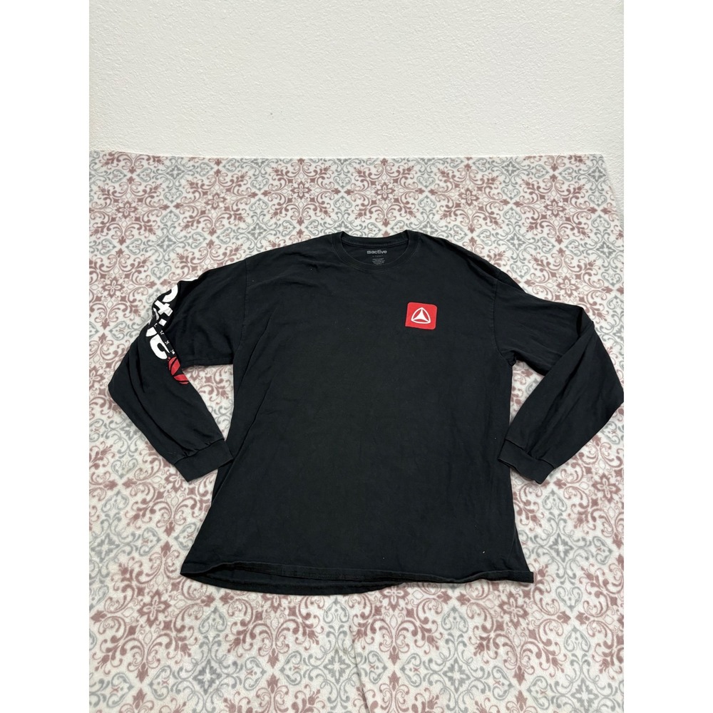 Active Ride Shop Mens XL Long Sleeve Skateboard T-Shirt Black Graphic Sleeve Log